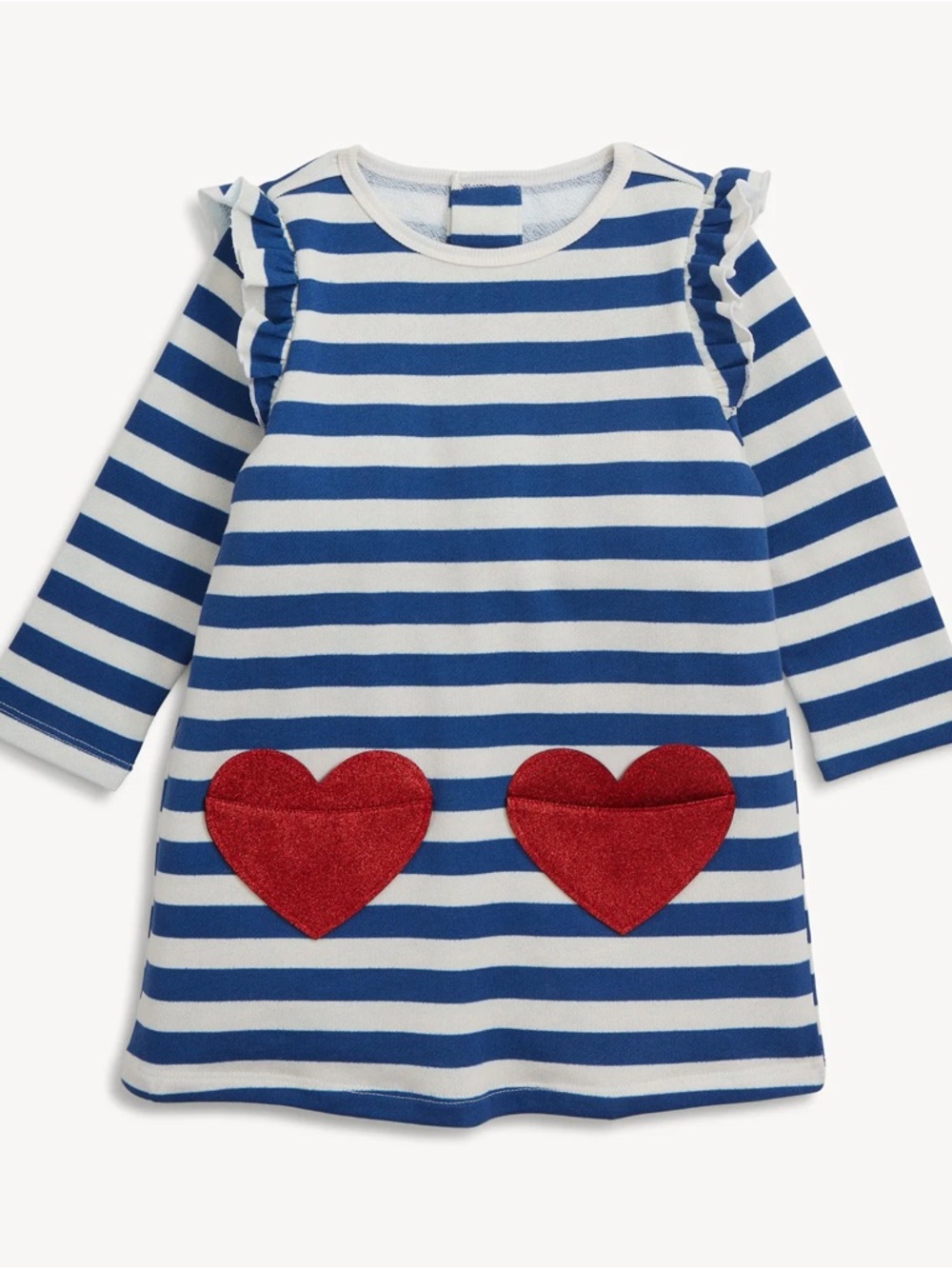 NWT Magnetic Me Peek-A-Pocket Striped Cotton Terry Heart Long Sleeve Dress 3T